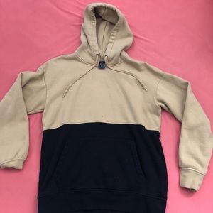 Color-blocked Tan and Black Hoodie